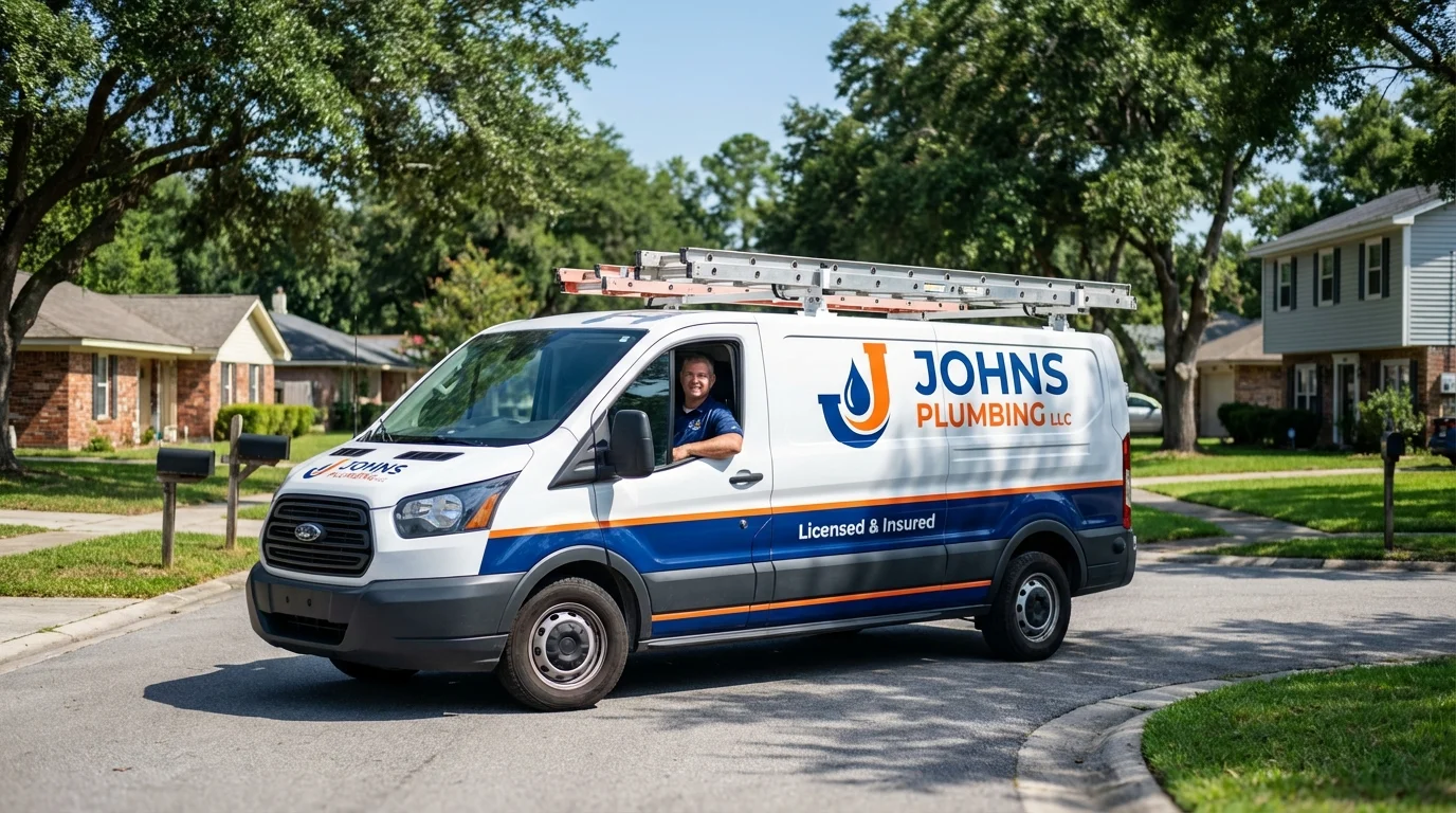 Johns Plumbing LLC service van in Bonner Springs, KS