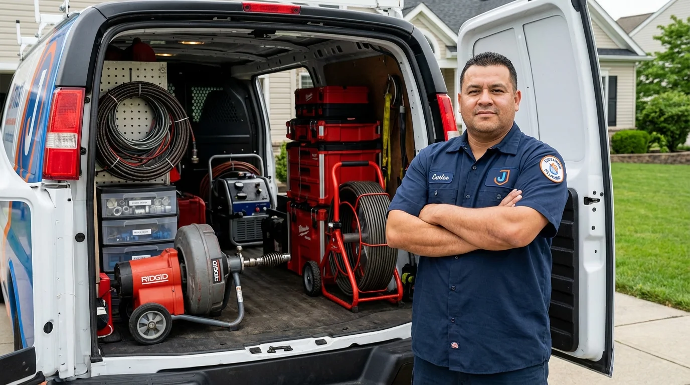 Professional drain cleaning equipment and Johns Plumbing LLC plumber in Bonner Springs