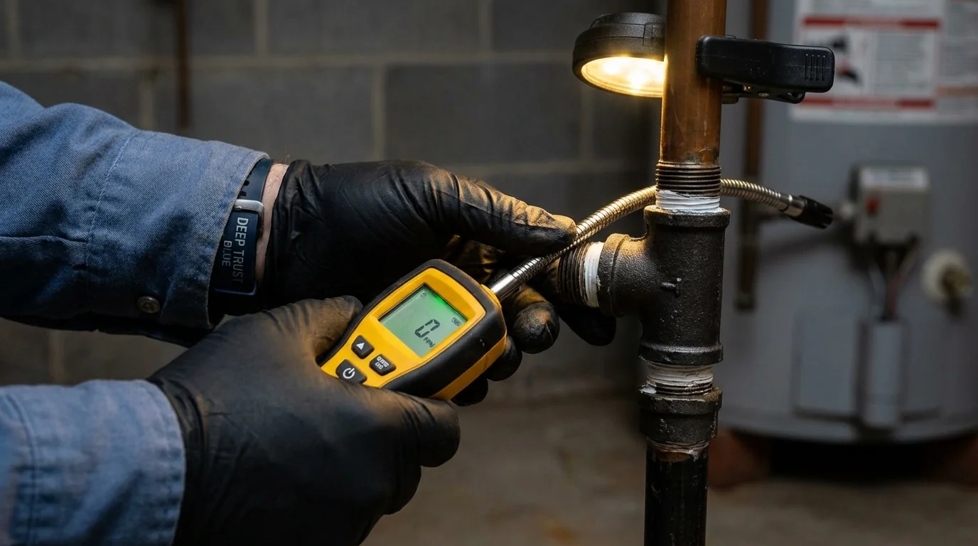 Gas leak detection with electronic sniffer by Johns Plumbing LLC in Bonner Springs