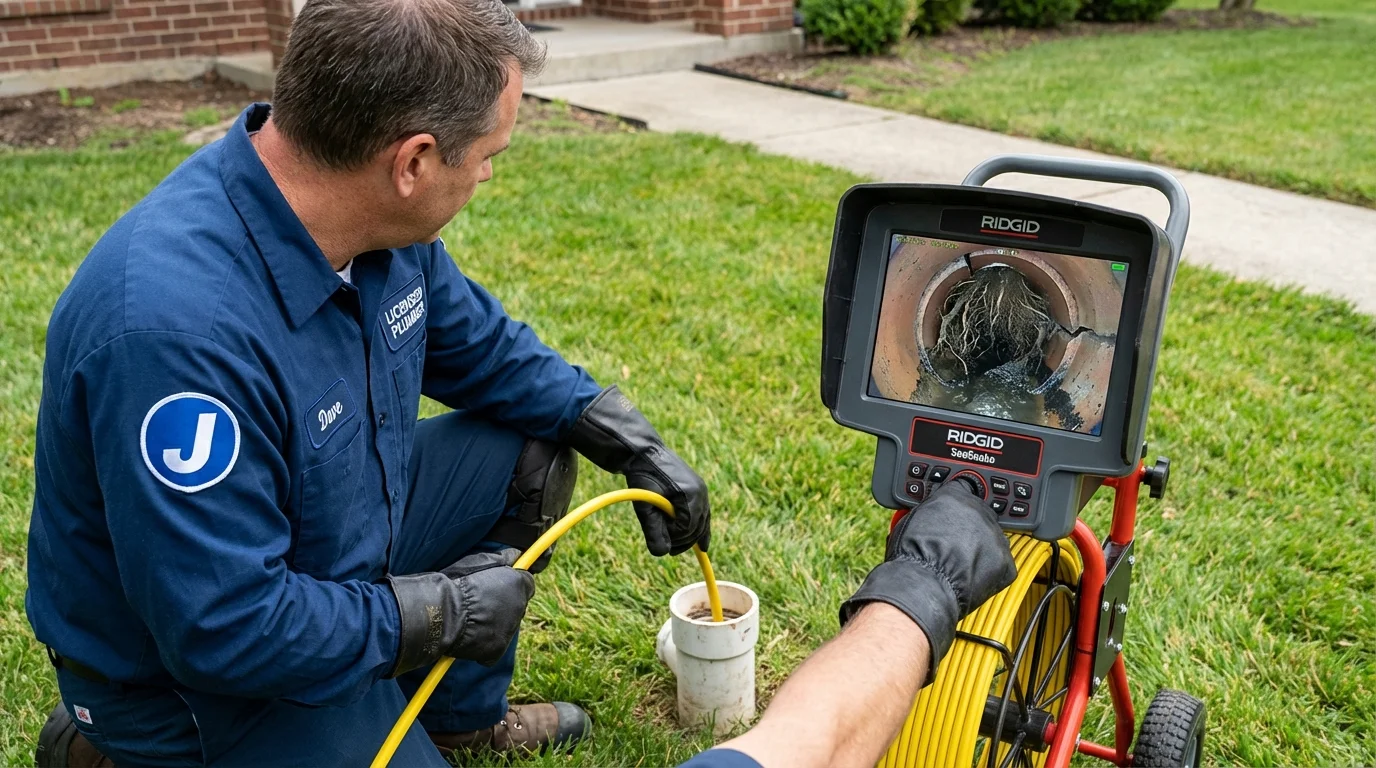 Sewer camera inspection being performed by Johns Plumbing LLC in Bonner Springs