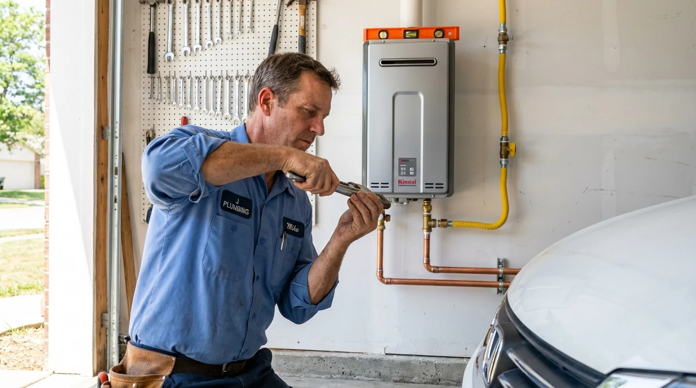 Tankless water heater installation by a Johns Plumbing LLC plumber in Bonner Springs